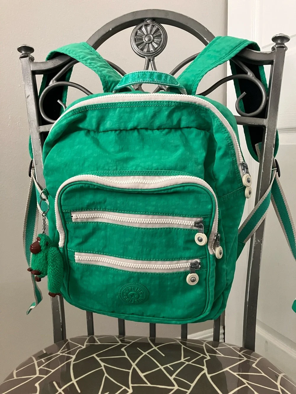 KIPLING KADEN Multi Zip nylon backpack in Island Green Spectator color